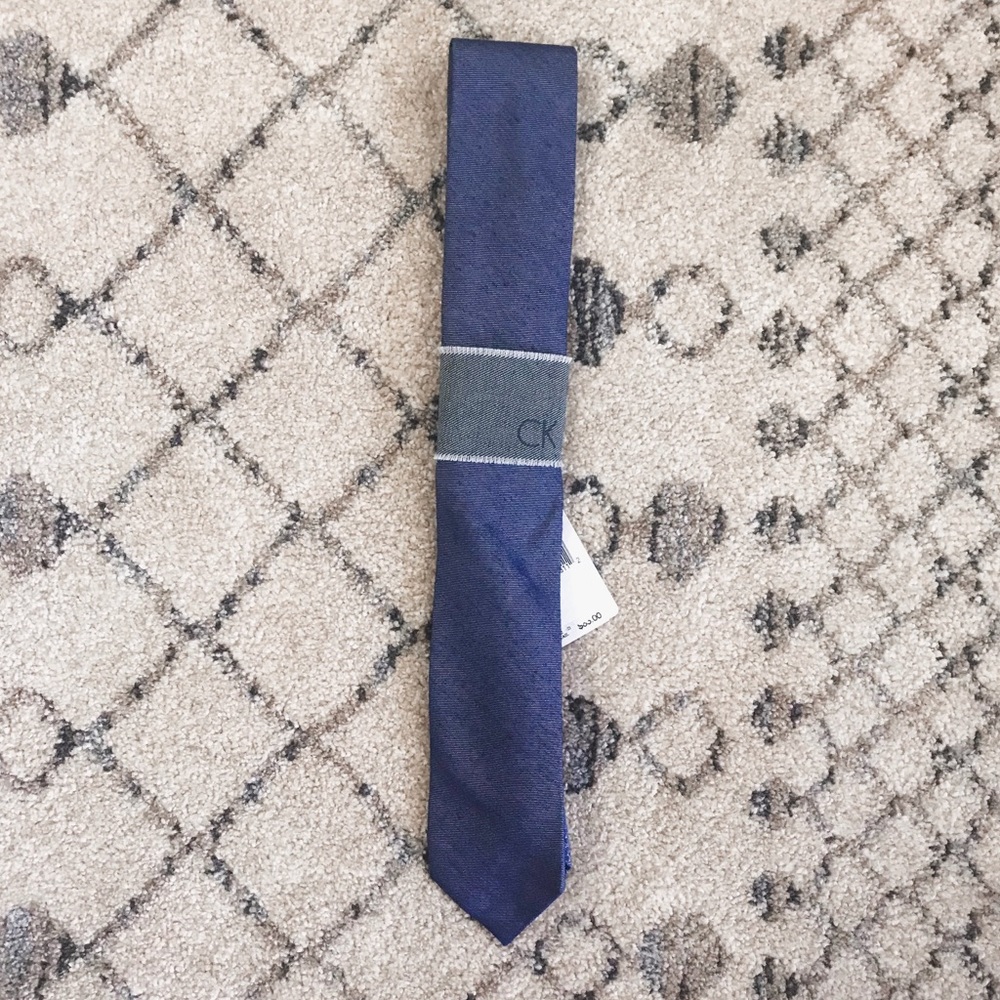3 for $30 Calvin Klein NWT Solid Denim Blue Tie